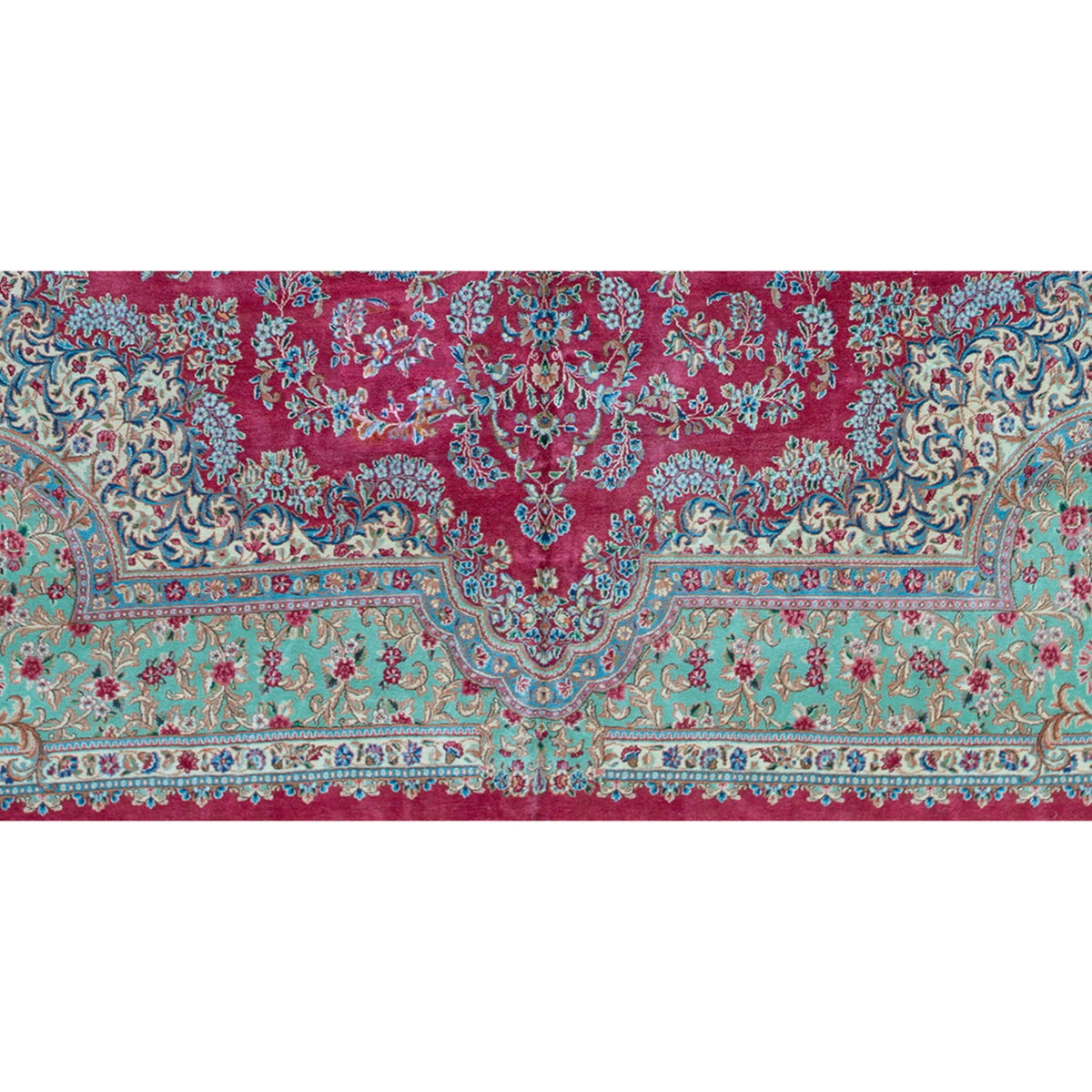 SEMI-ANTIQUE KIRMAN ROSE / GREEN 11' X 15'8"
