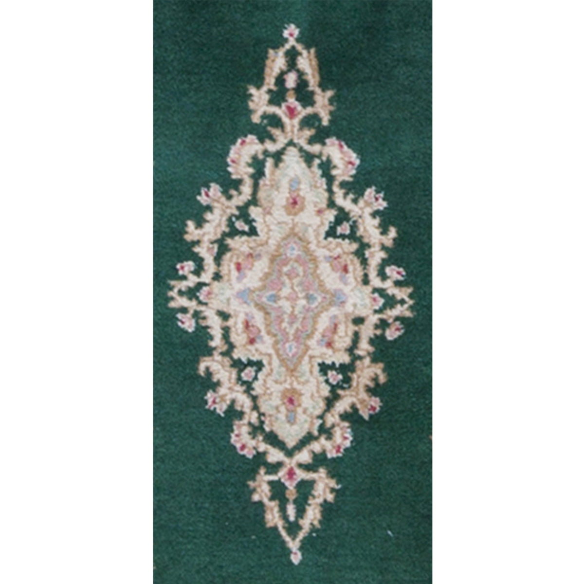 SEMI-ANTIQUE KIRMAN GREEN / IVORY 1'11" X 3'10"