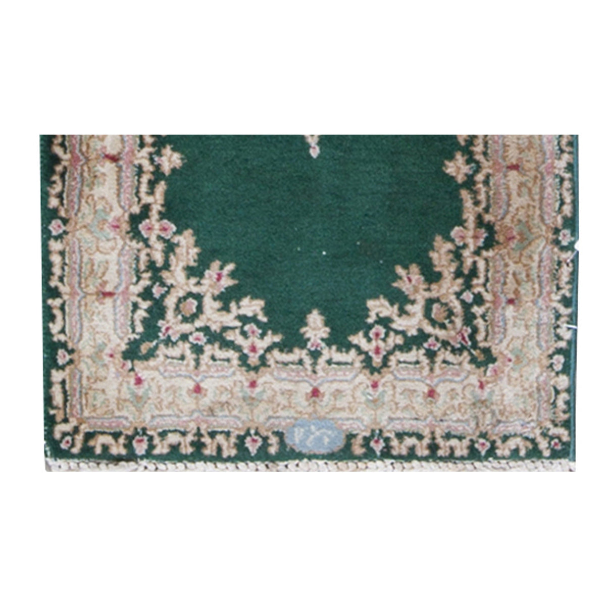 SEMI-ANTIQUE KIRMAN GREEN / IVORY 1'11" X 3'10"