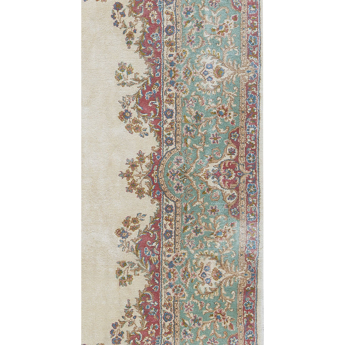 SEMI-ANTIQUE KIRMAN IVORY / GREEN 8'10" X 12'1"