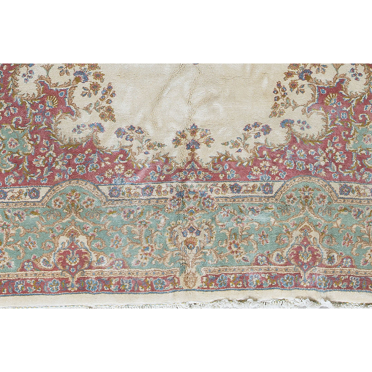 SEMI-ANTIQUE KIRMAN IVORY / GREEN 8'10" X 12'1"