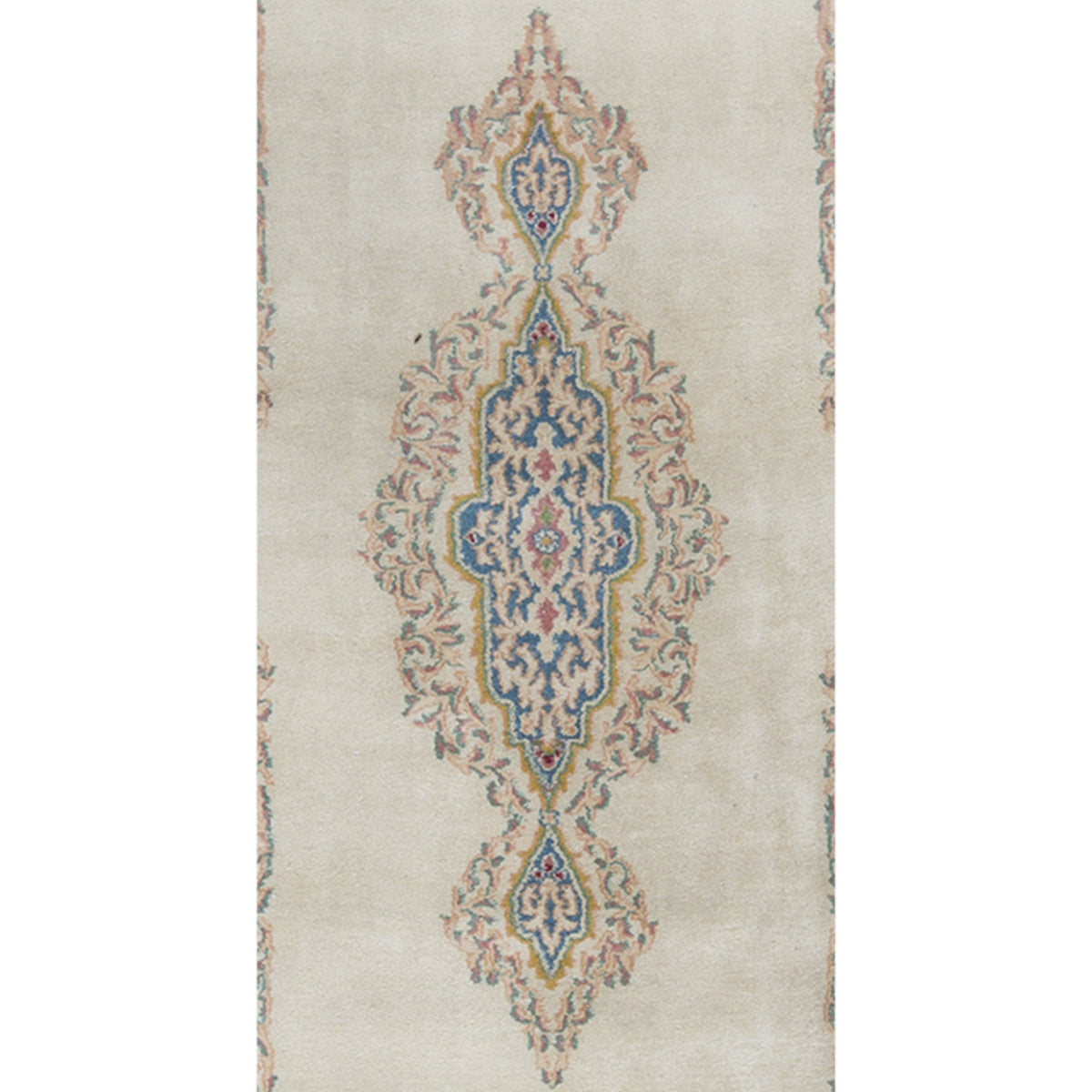SEMI-ANTIQUE KIRMAN IVORY / BLUE 4' X 15'2"