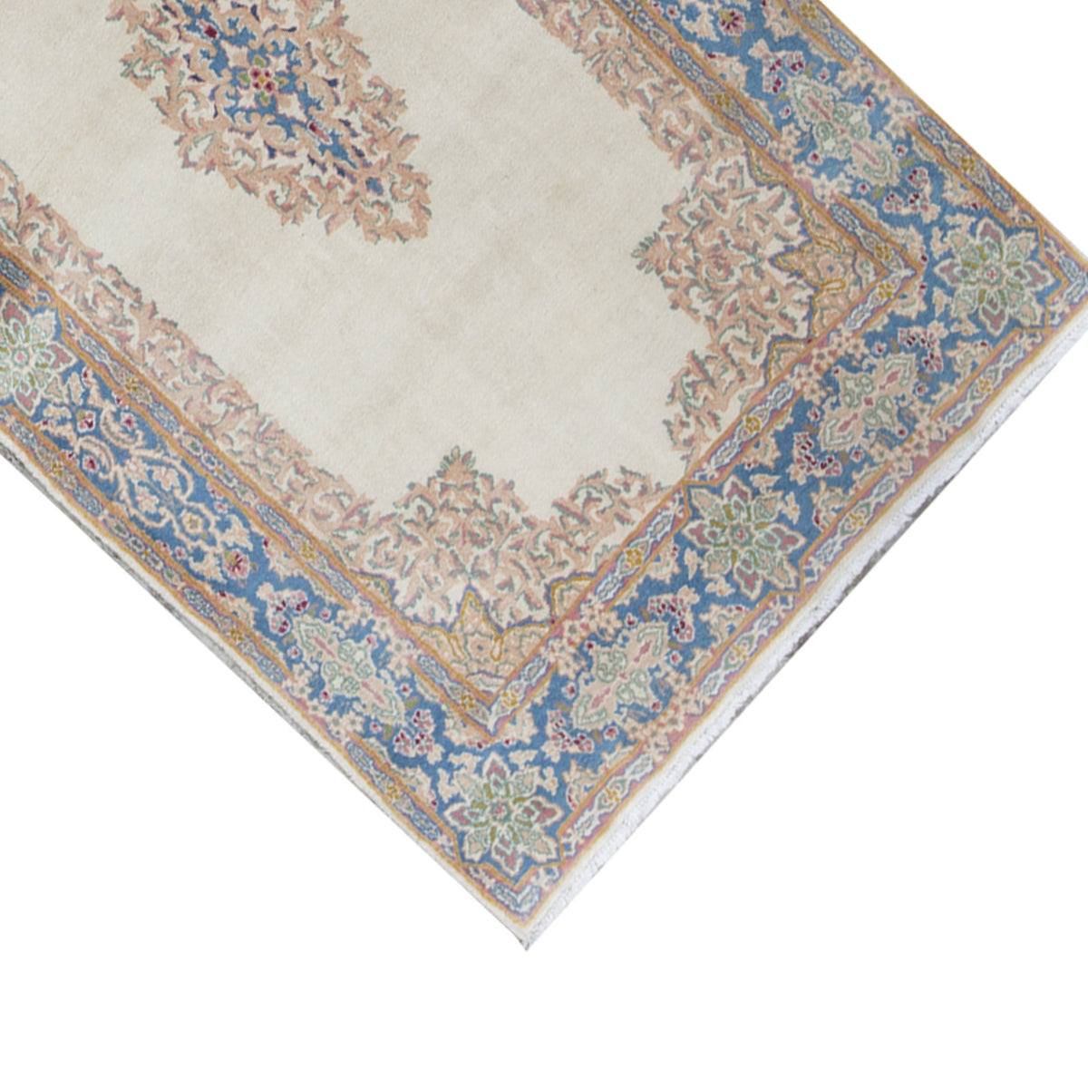 SEMI-ANTIQUE KIRMAN IVORY / BLUE 4' X 15'2"
