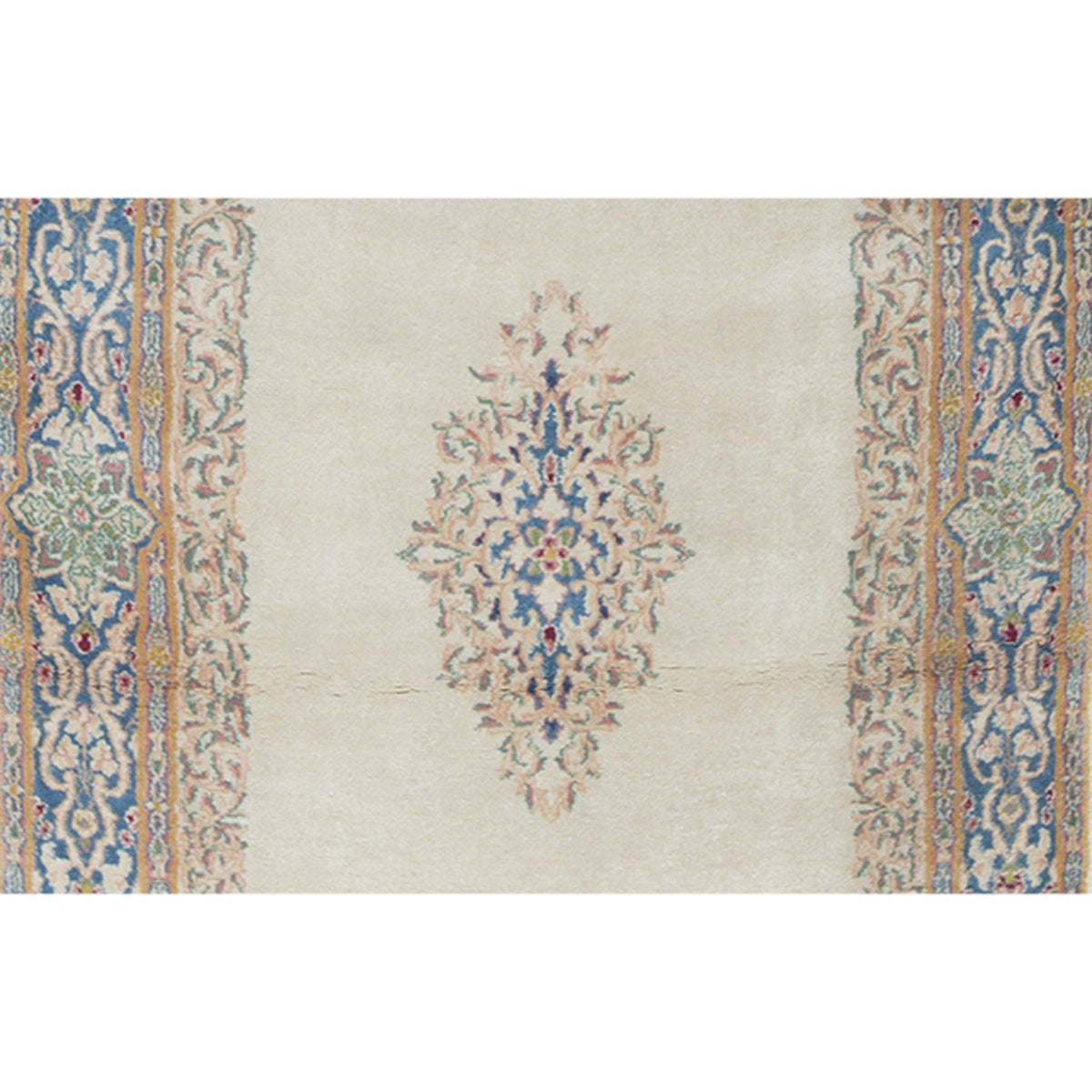 SEMI-ANTIQUE KIRMAN IVORY / BLUE 4' X 15'2"