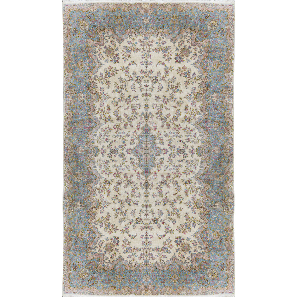 SEMI-ANTIQUE KIRMAN IVORY / BLUE 11'6" X 19'5"
