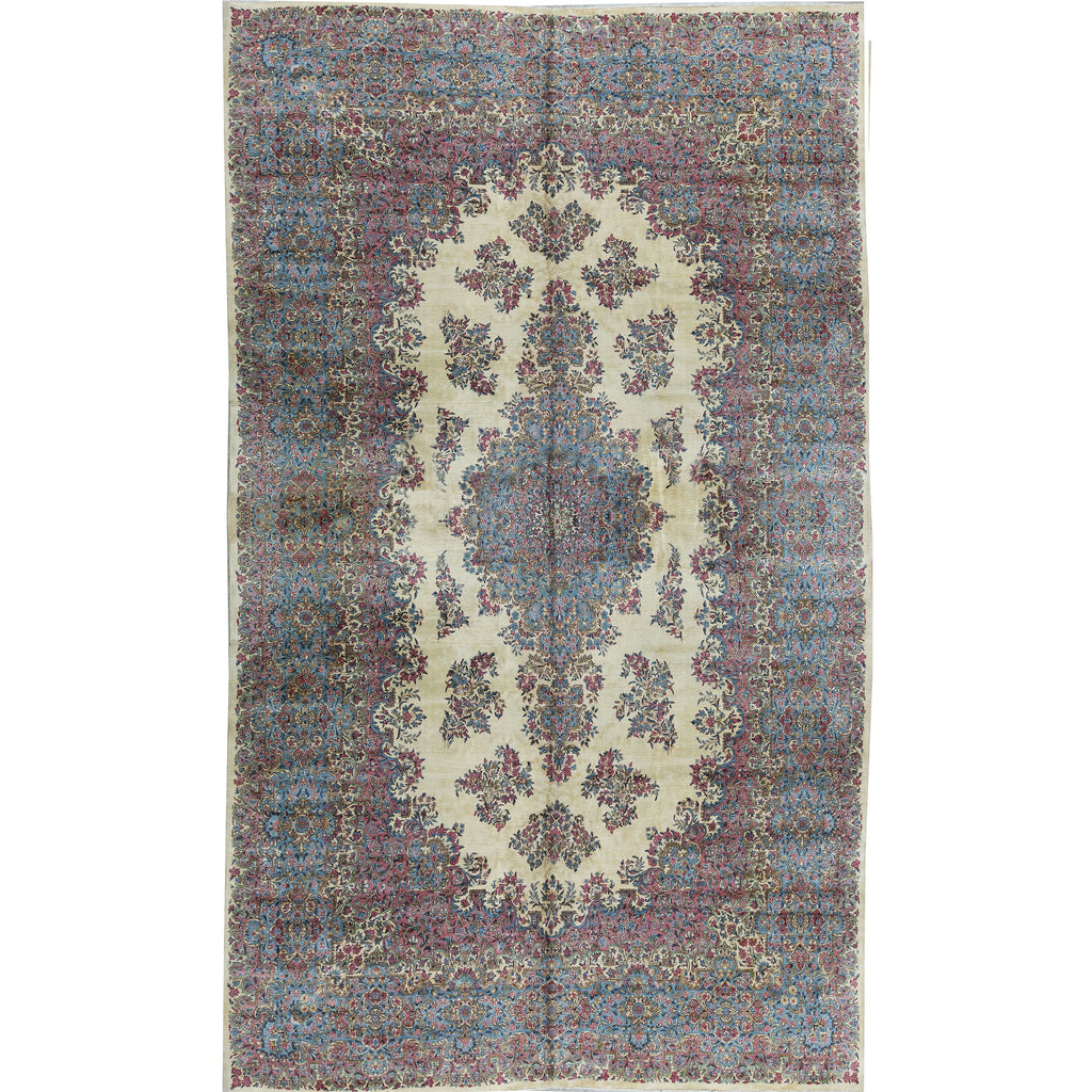 SEMI-ANTIQUE KIRMAN IVORY / BLUE 11'8" X 20'5"