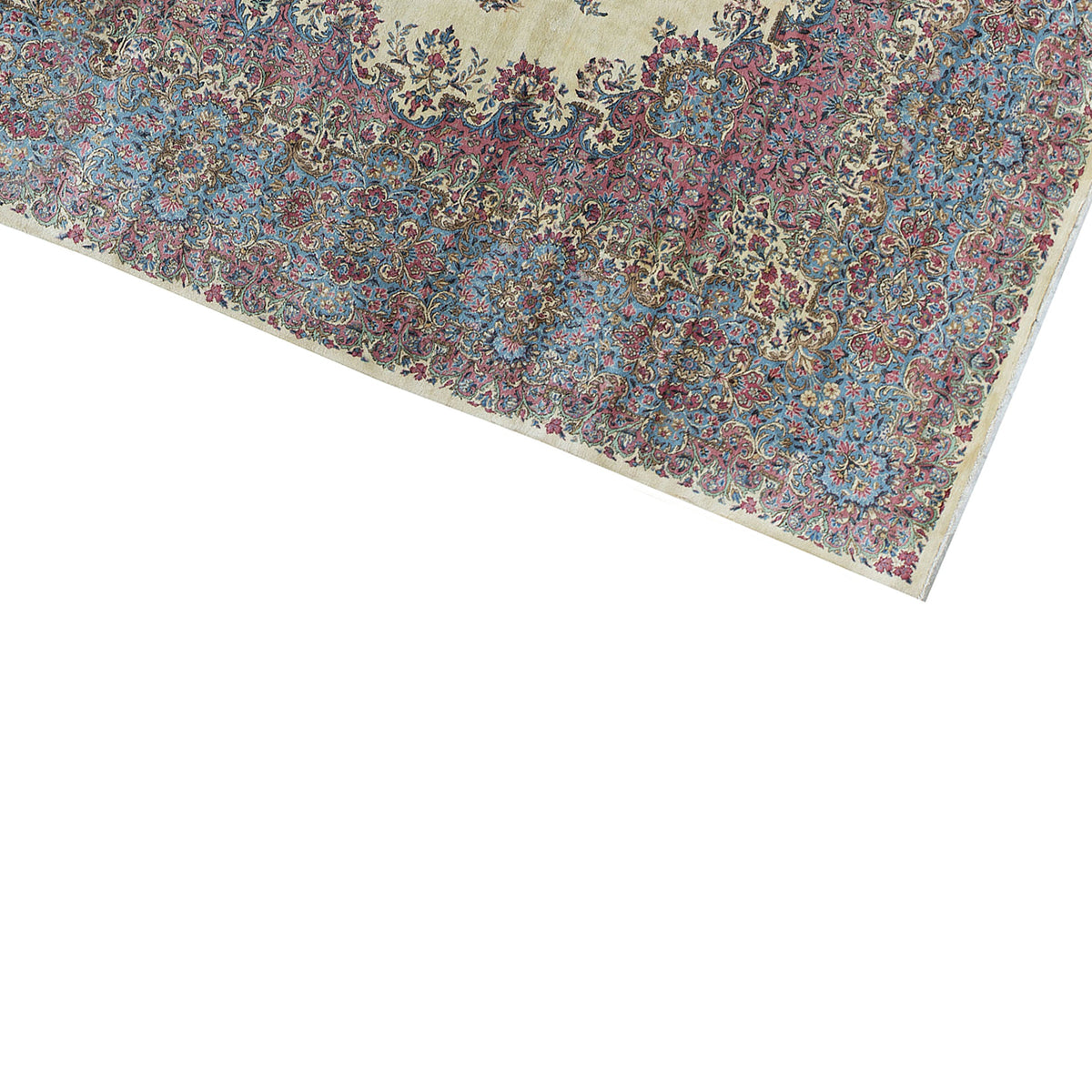 SEMI-ANTIQUE KIRMAN IVORY / BLUE 11'8" X 20'5"