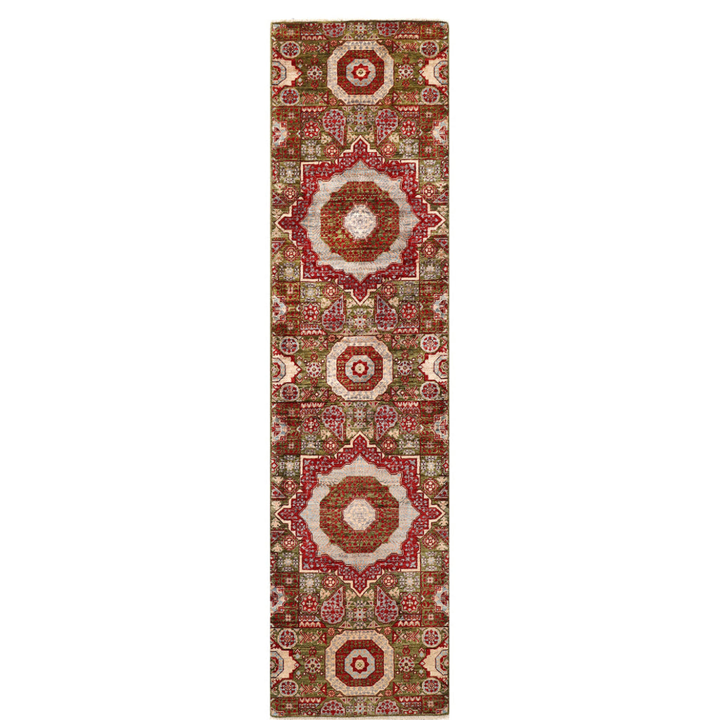 ARYANA MAMLU GREEN / RED 2'6" X 9'11"