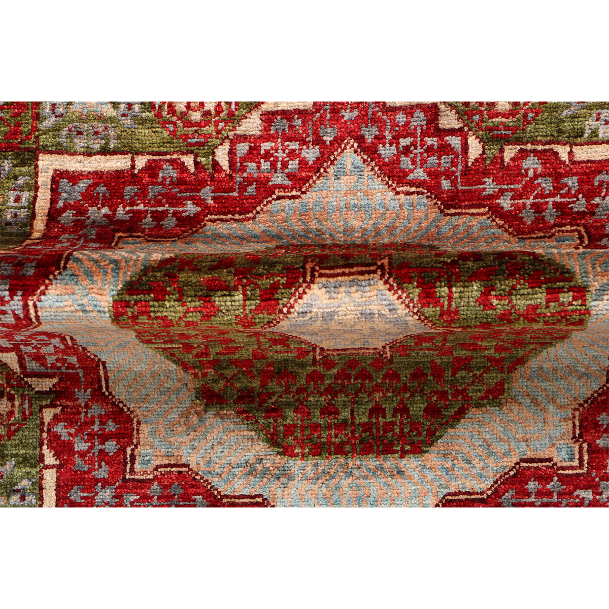 ARYANA MAMLU GREEN / RED 2'6" X 9'11"