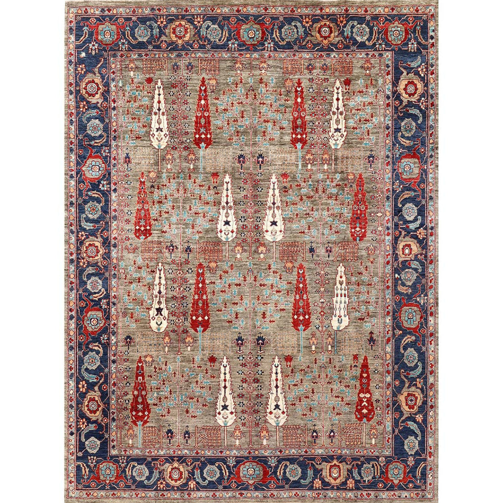 ARYANA ARYAN LIGHT GREEN / NAVY 8' X 9'9"