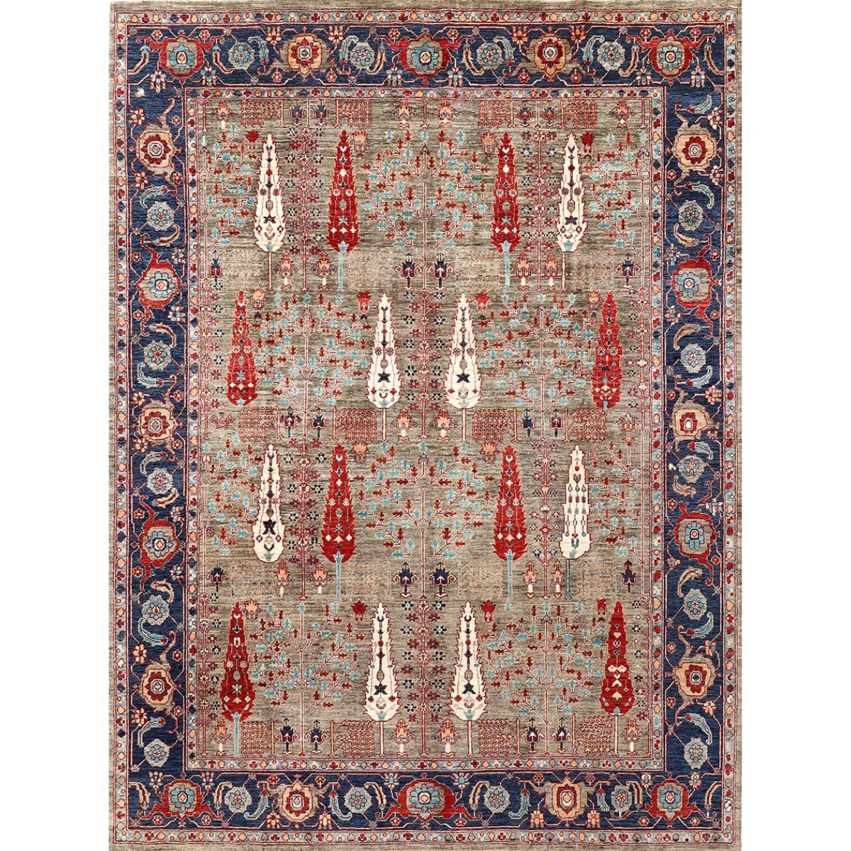 ARYANA ARYAN LIGHT GREEN / NAVY 8' X 9'9"