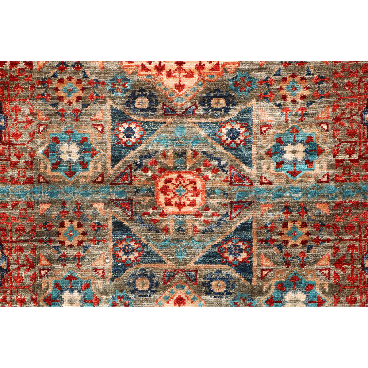 ARYANA MAMLU LIGHT GREEN / RED 2'5" X 18'6"
