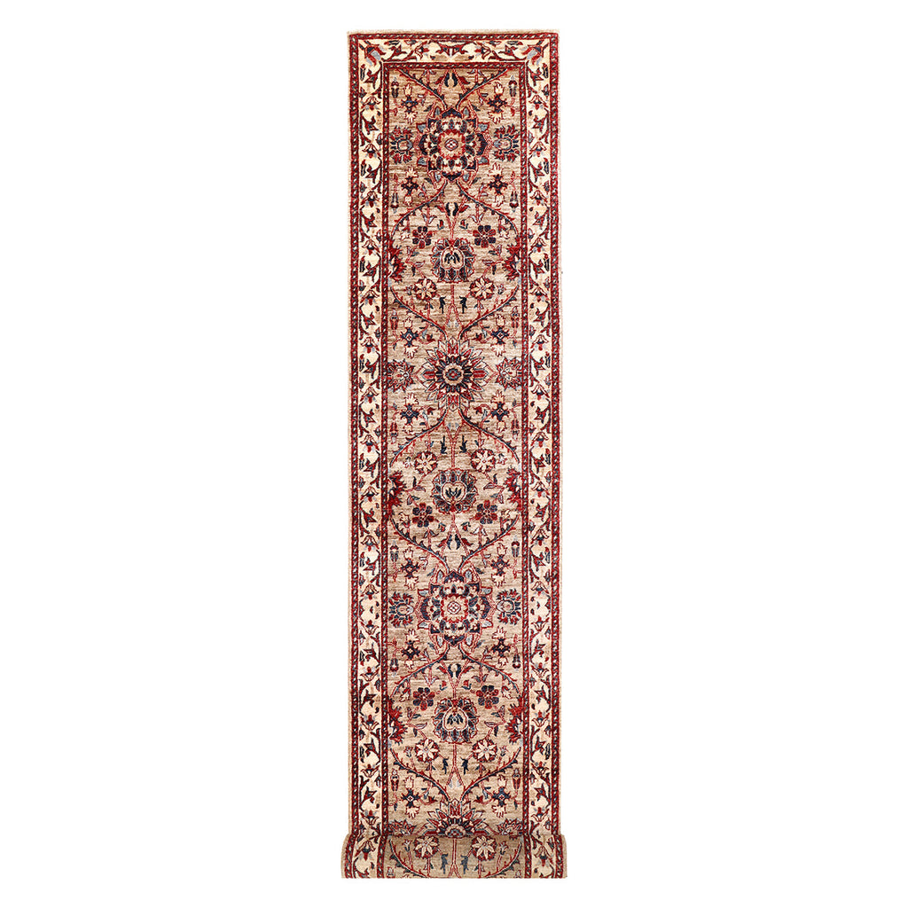 ARYANA ARYAN LIGHT GREEN / RED 2'6" X 14'2"