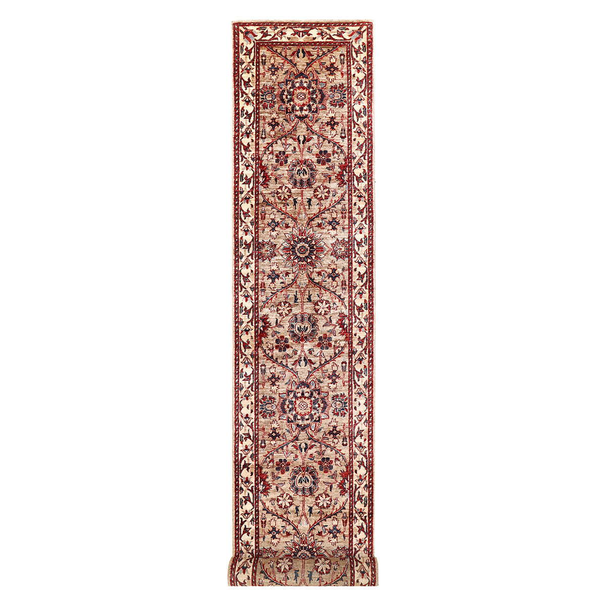 ARYANA ARYAN LIGHT GREEN / RED 2'6" X 14'2"