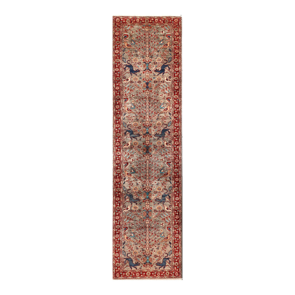 ARYANA ARYAN LIGHT GREEN / RED 2'7" X 9'9"