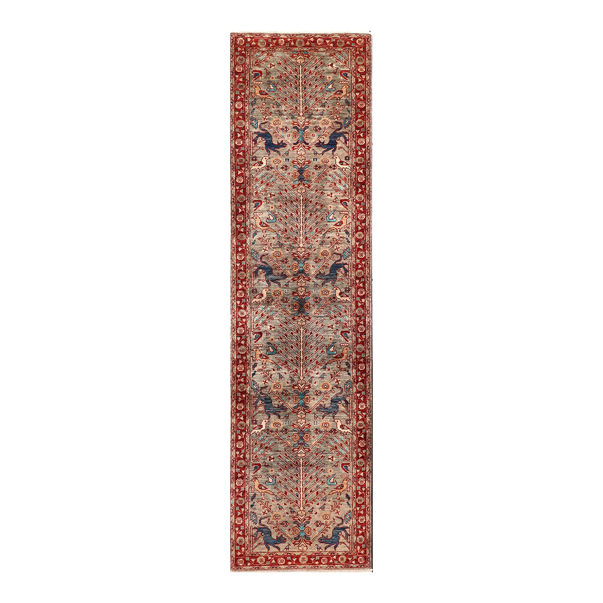 ARYANA ARYAN LIGHT GREEN / RED 2'7" X 9'9"