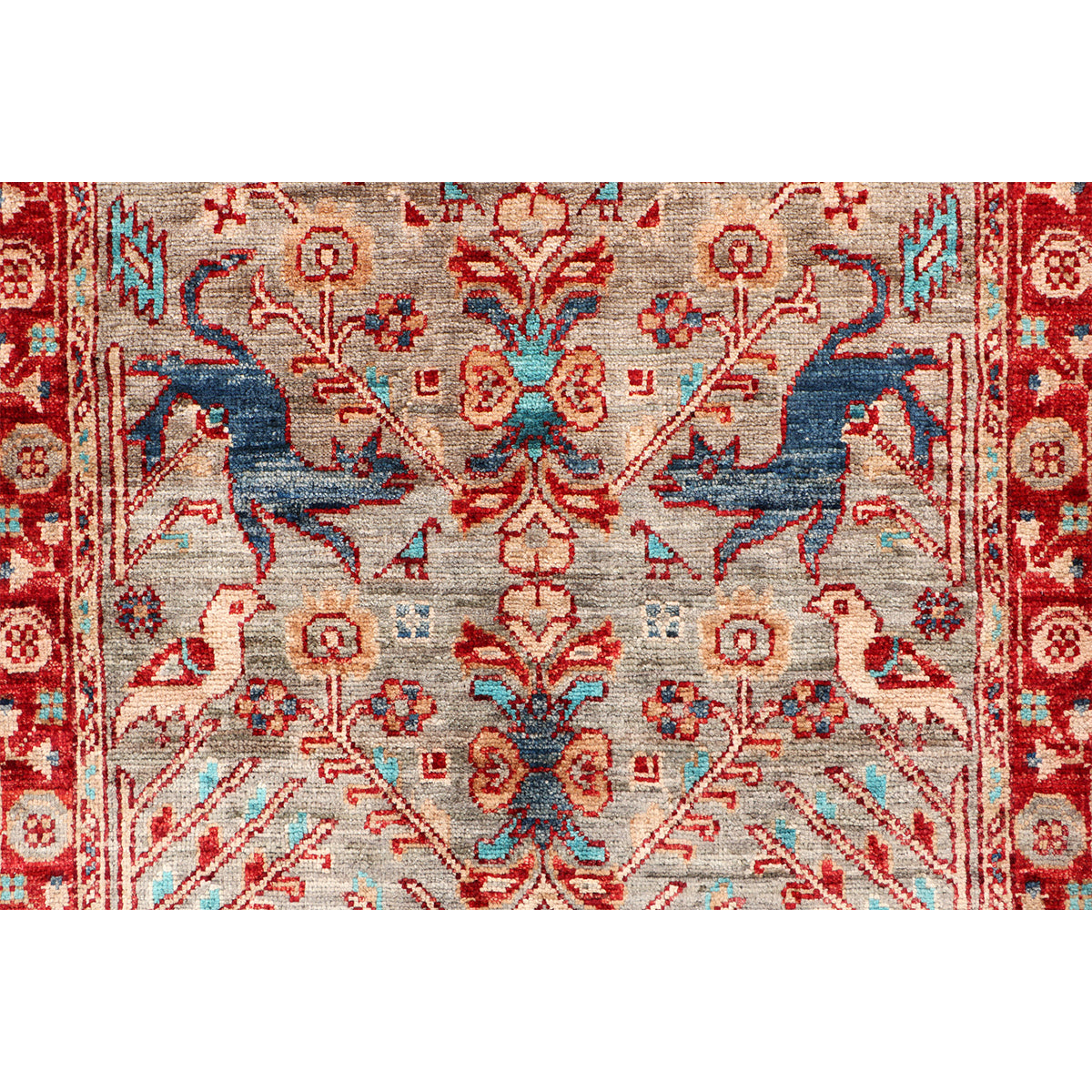 ARYANA ARYAN LIGHT GREEN / RED 2'7" X 9'9"