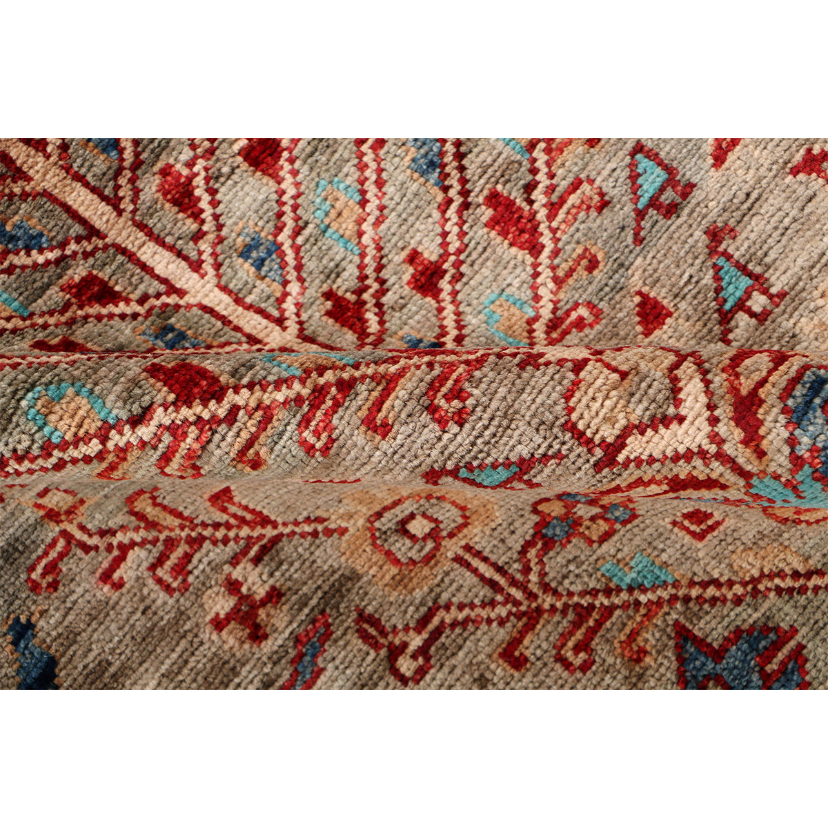 ARYANA ARYAN LIGHT GREEN / RED 2'7" X 9'9"