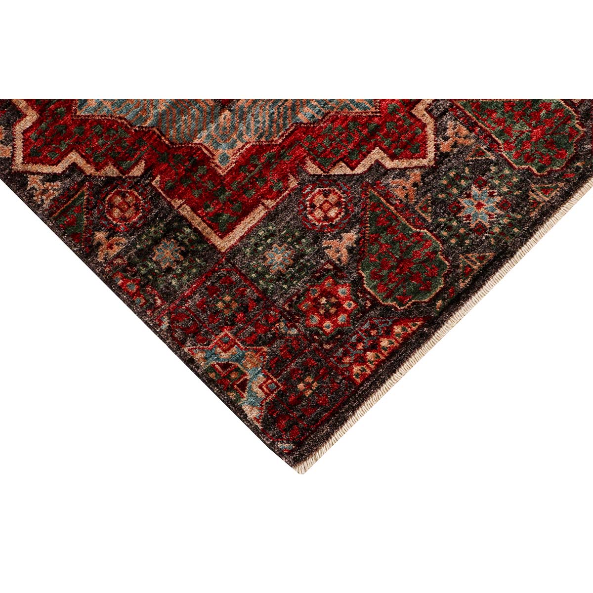 ARYANA MAMLU GREEN / RED 2'6" X 11'11"