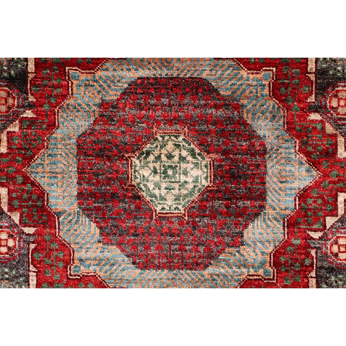 ARYANA MAMLU GREEN / RED 2'6" X 11'11"
