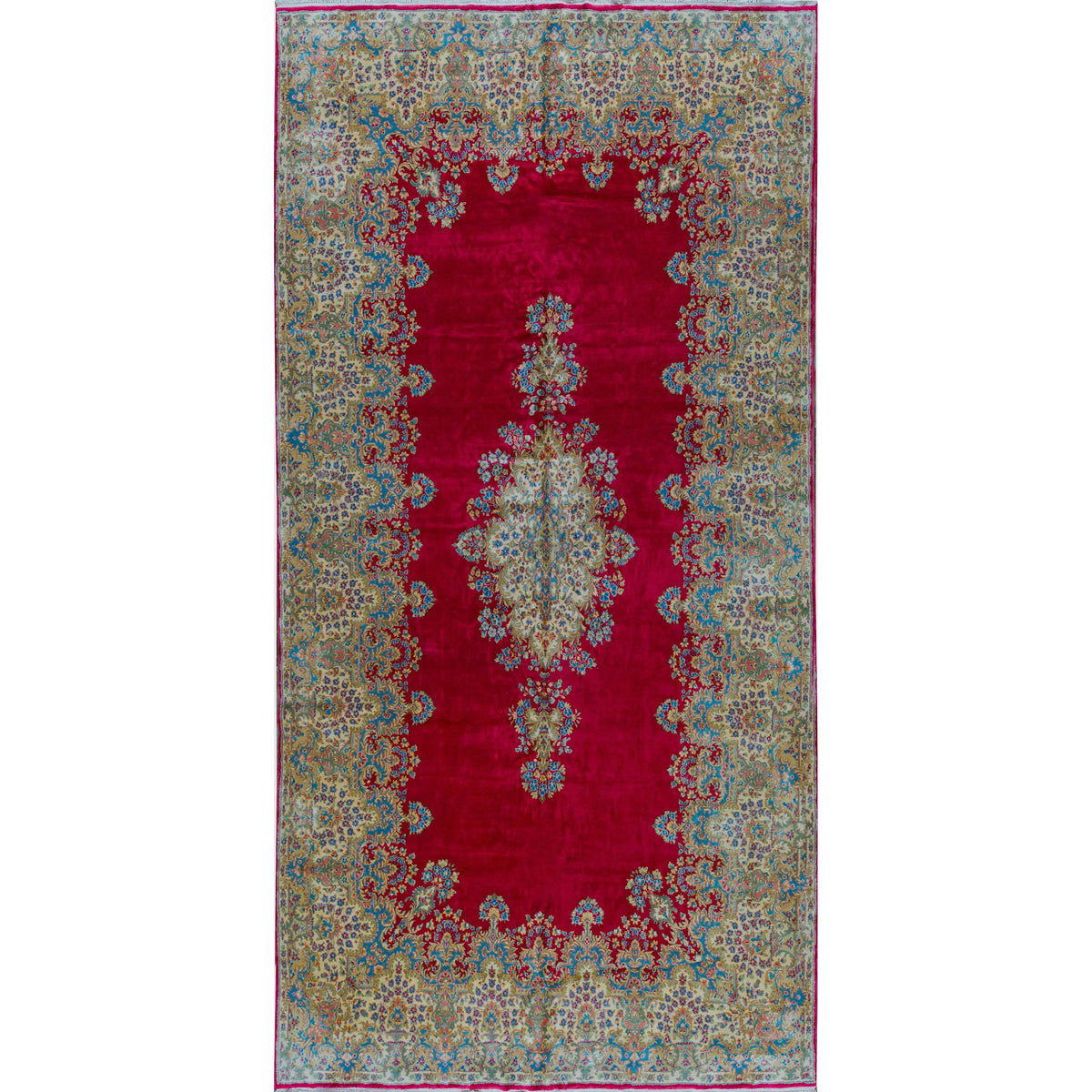 SEMI-ANTIQUE KIRMAN ROSE 9'8" X 19'8"