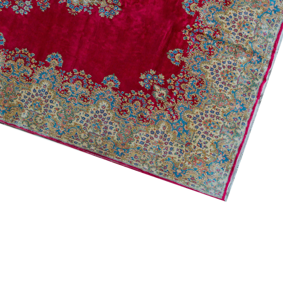 SEMI-ANTIQUE KIRMAN ROSE 9'8" X 19'8"