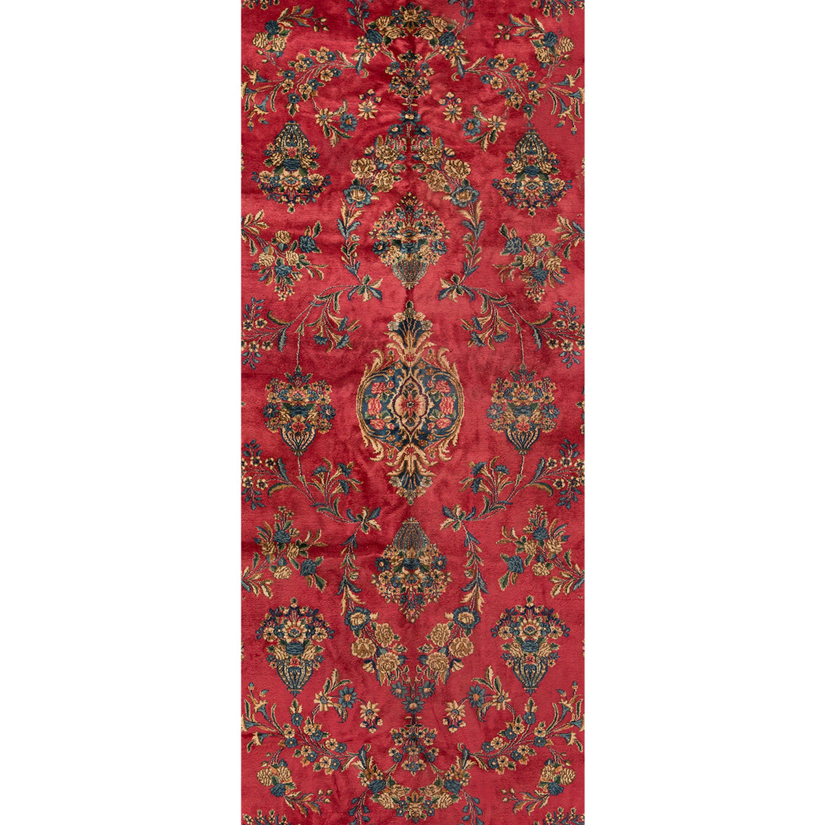SEMI-ANTIQUE KIRMAN RED / IVORY 9'10" X 20'9"