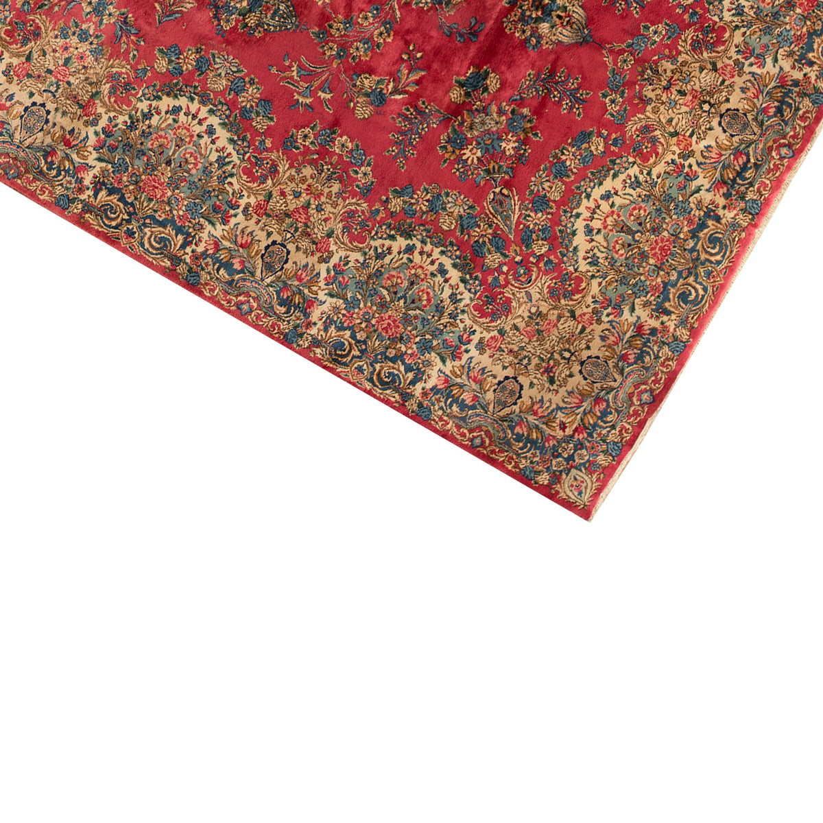 SEMI-ANTIQUE KIRMAN RED / IVORY 9'10" X 20'9"