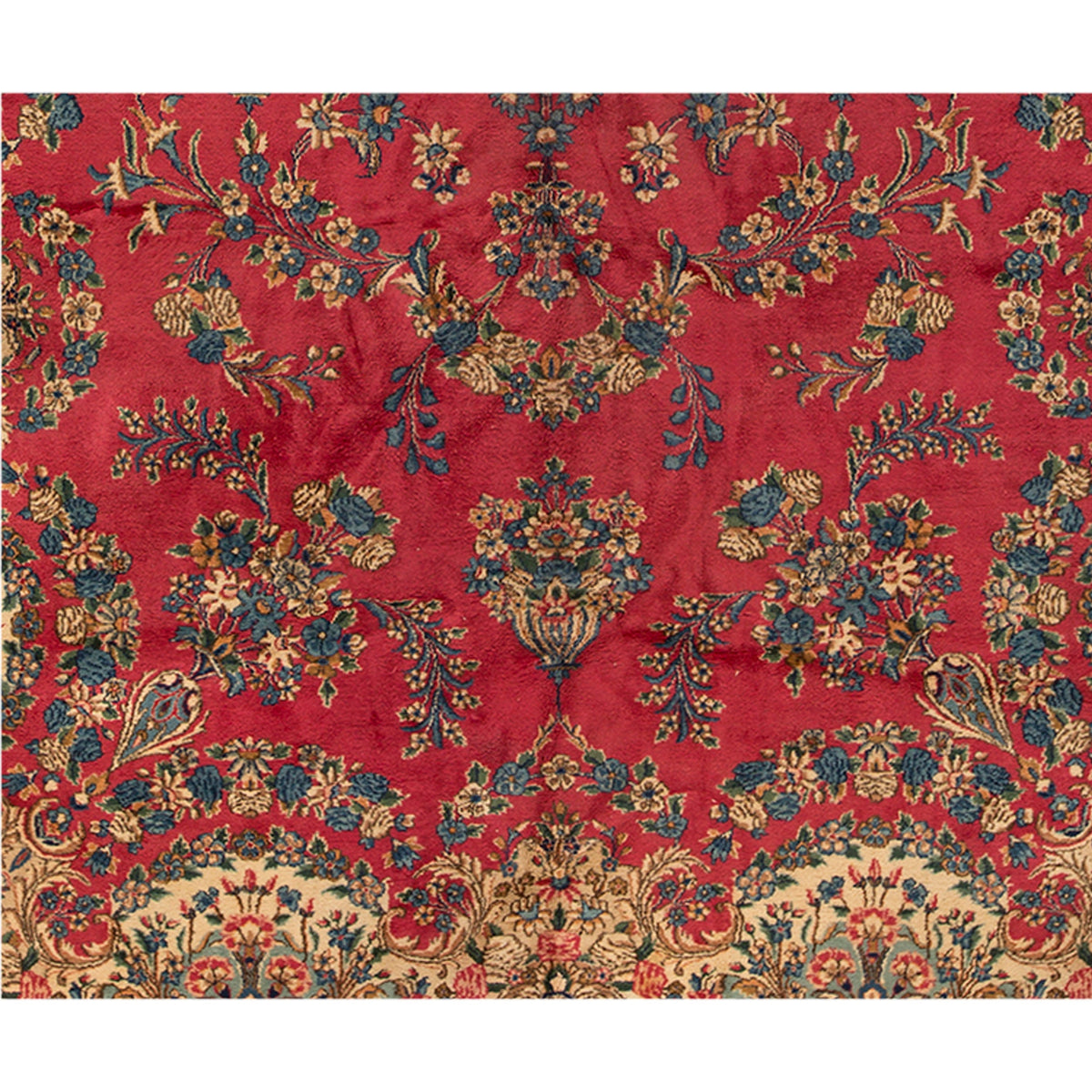 SEMI-ANTIQUE KIRMAN RED / IVORY 9'10" X 20'9"