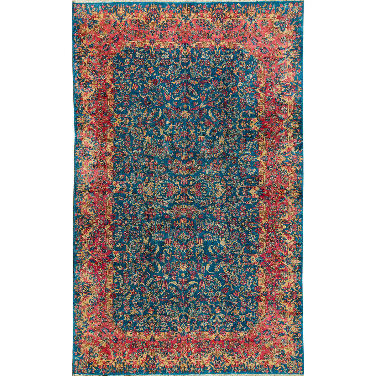 SEMI-ANTIQUE KIRMAN BLUE / ROSE 9'11" X 15'10"