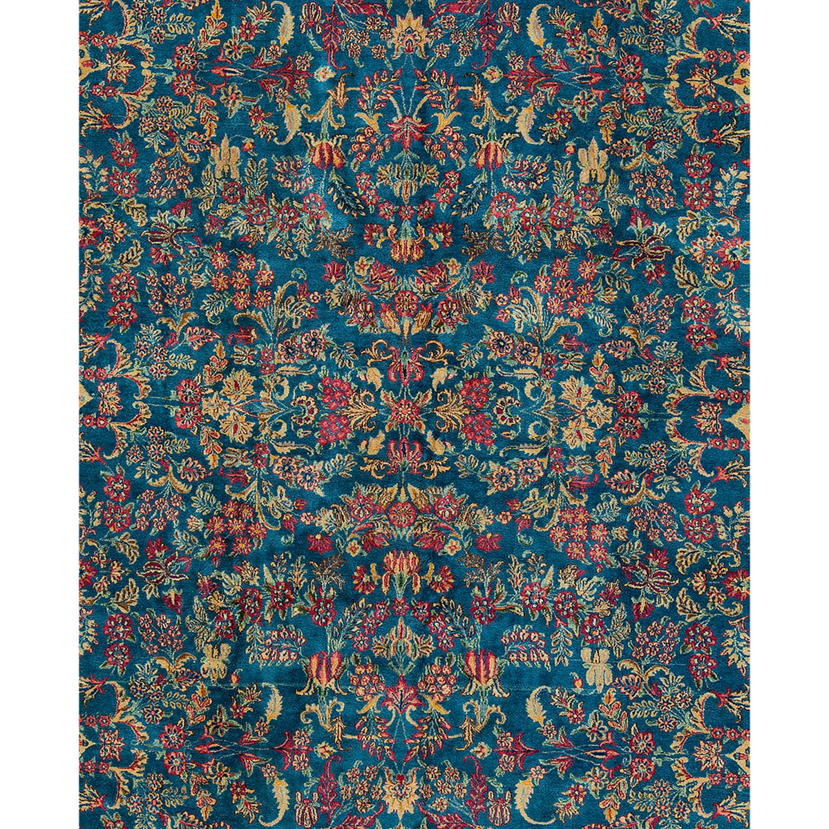 SEMI-ANTIQUE KIRMAN BLUE / ROSE 9'11" X 15'10"