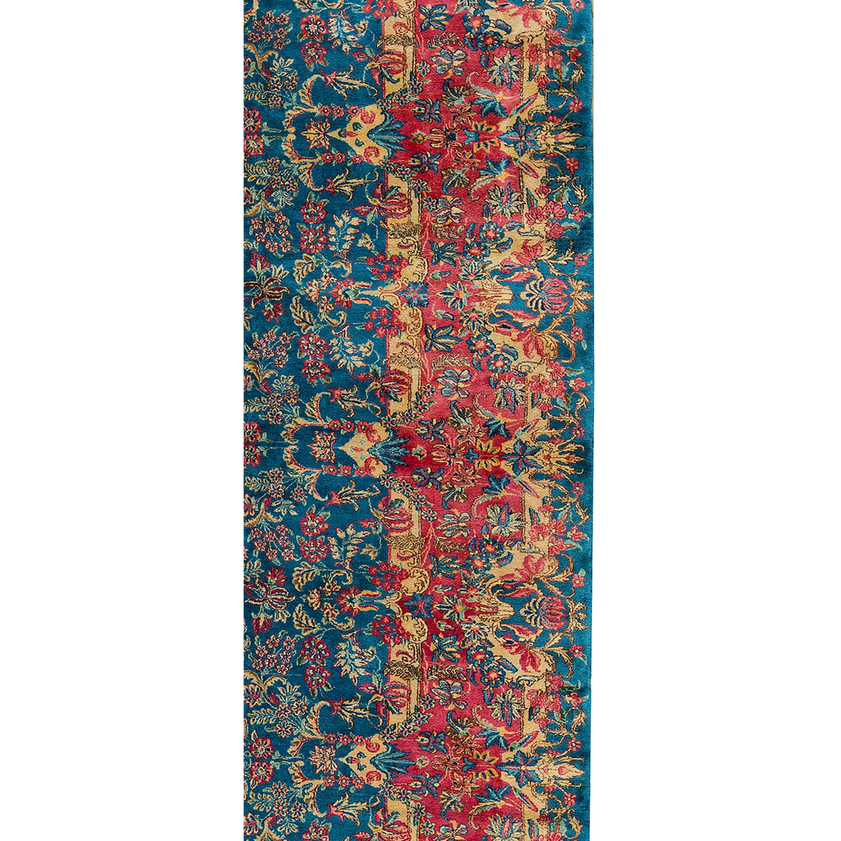 SEMI-ANTIQUE KIRMAN BLUE / ROSE 9'11" X 15'10"