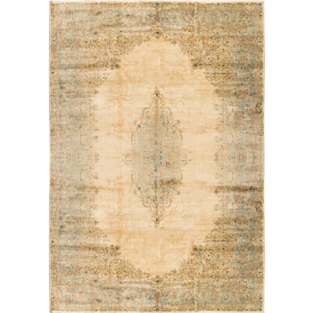 SEMI-ANTIQUE KIRMAN IVORY / LIGHT BLUE 11'7" X 18'6"