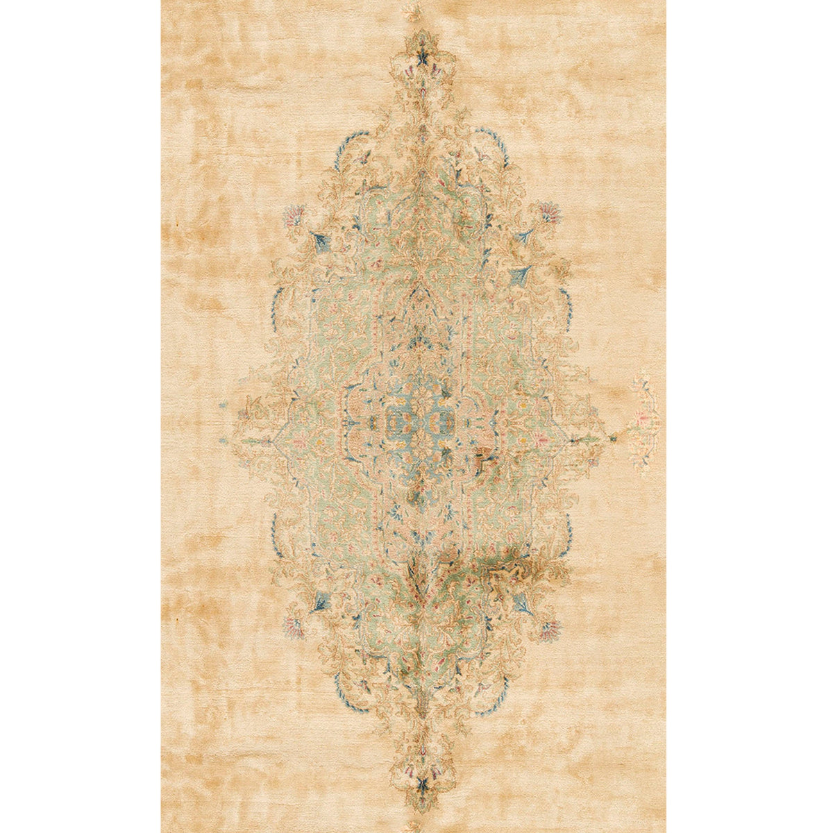 SEMI-ANTIQUE KIRMAN IVORY / LIGHT BLUE 11'7" X 18'6"