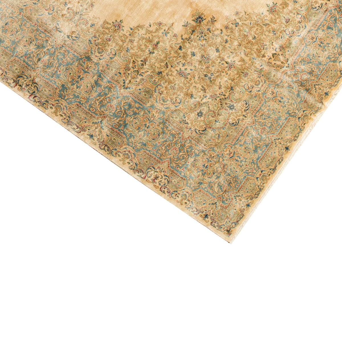 SEMI-ANTIQUE KIRMAN IVORY / LIGHT BLUE 11'7" X 18'6"