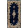 SEMI-ANTIQUE KIRMAN DARK BLUE / IVORY 5'8" X 11'8"