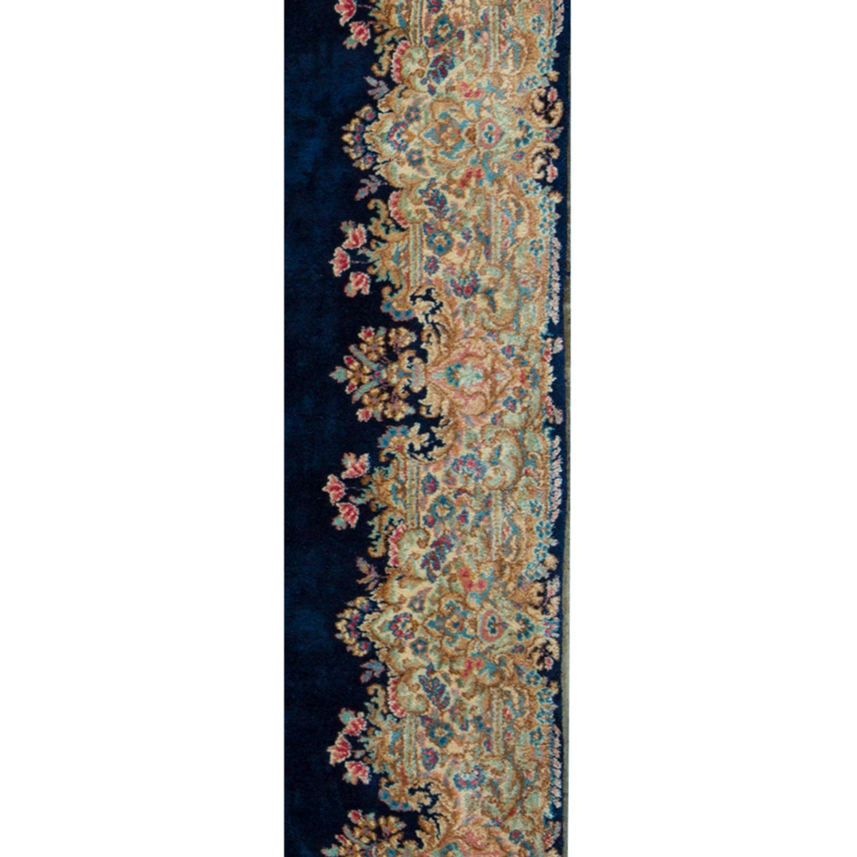 SEMI-ANTIQUE KIRMAN DARK BLUE / IVORY 5'8" X 11'8"