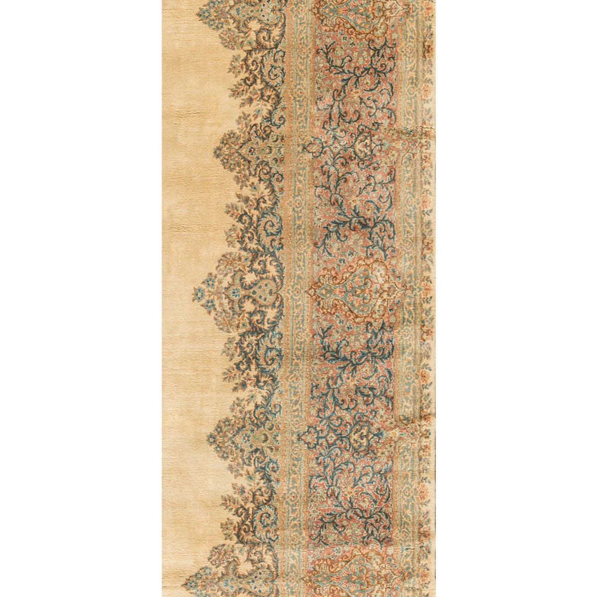 SEMI-ANTIQUE KIRMAN IVORY / LIGHT BLUE 13'8" X 18'