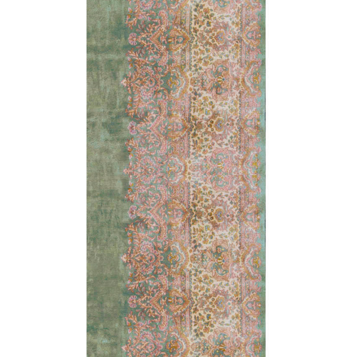 SEMI-ANTIQUE KIRMAN LIGHT GREEN / IVORY 14'2" X 21'10"