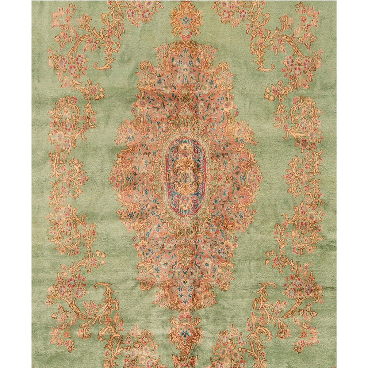 SEMI-ANTIQUE KIRMAN LIGHT BLUE / IVORY 11'10" X 18'7"