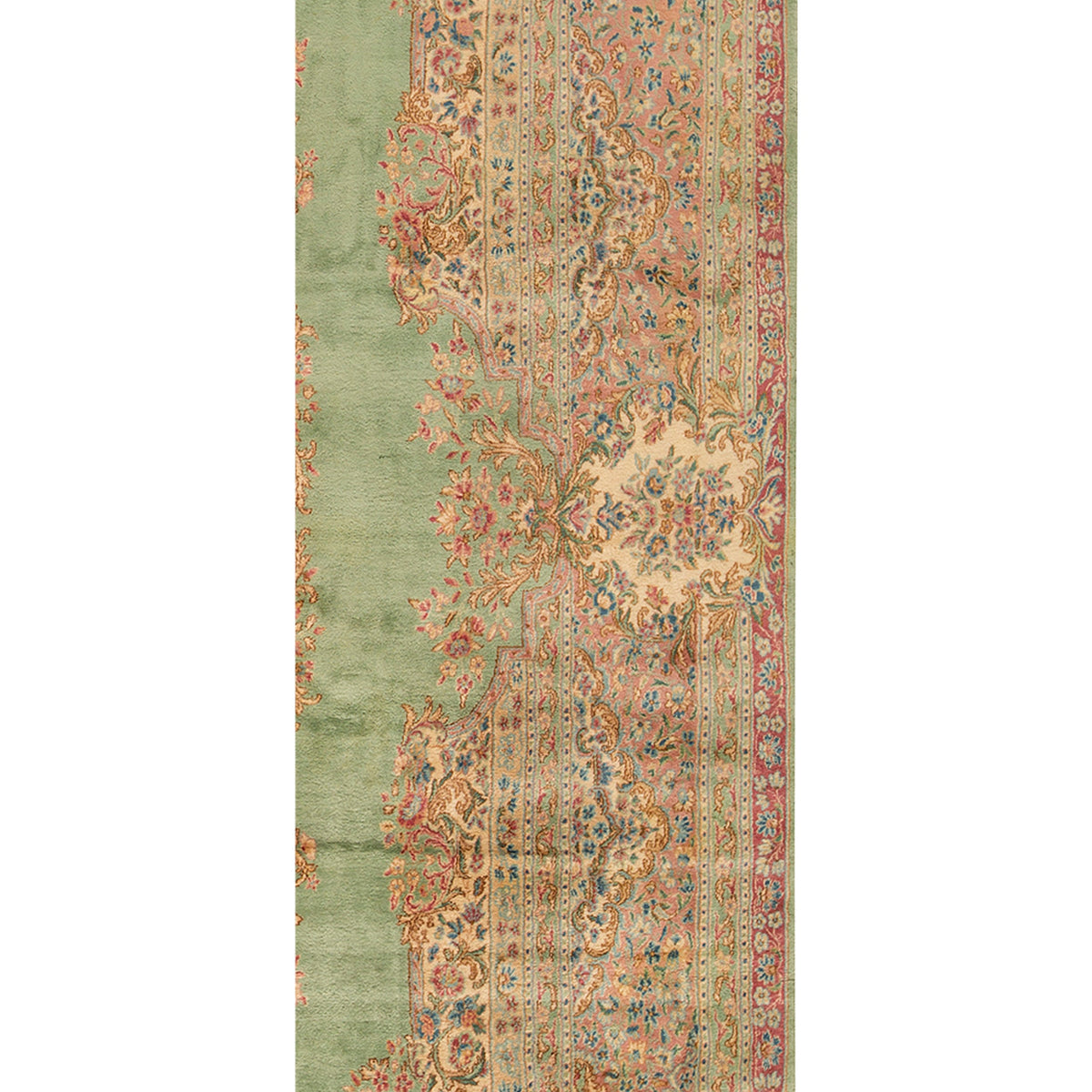 SEMI-ANTIQUE KIRMAN LIGHT BLUE / IVORY 11'10" X 18'7"