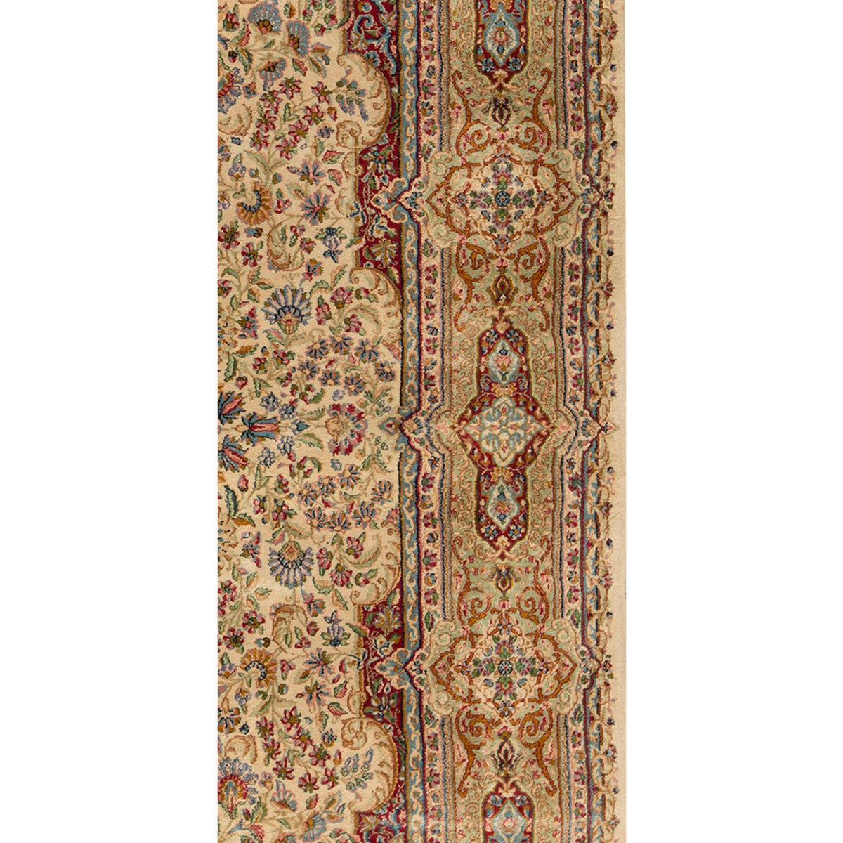 SEMI-ANTIQUE KIRMAN IVORY / RED 9'10" X 13'9"