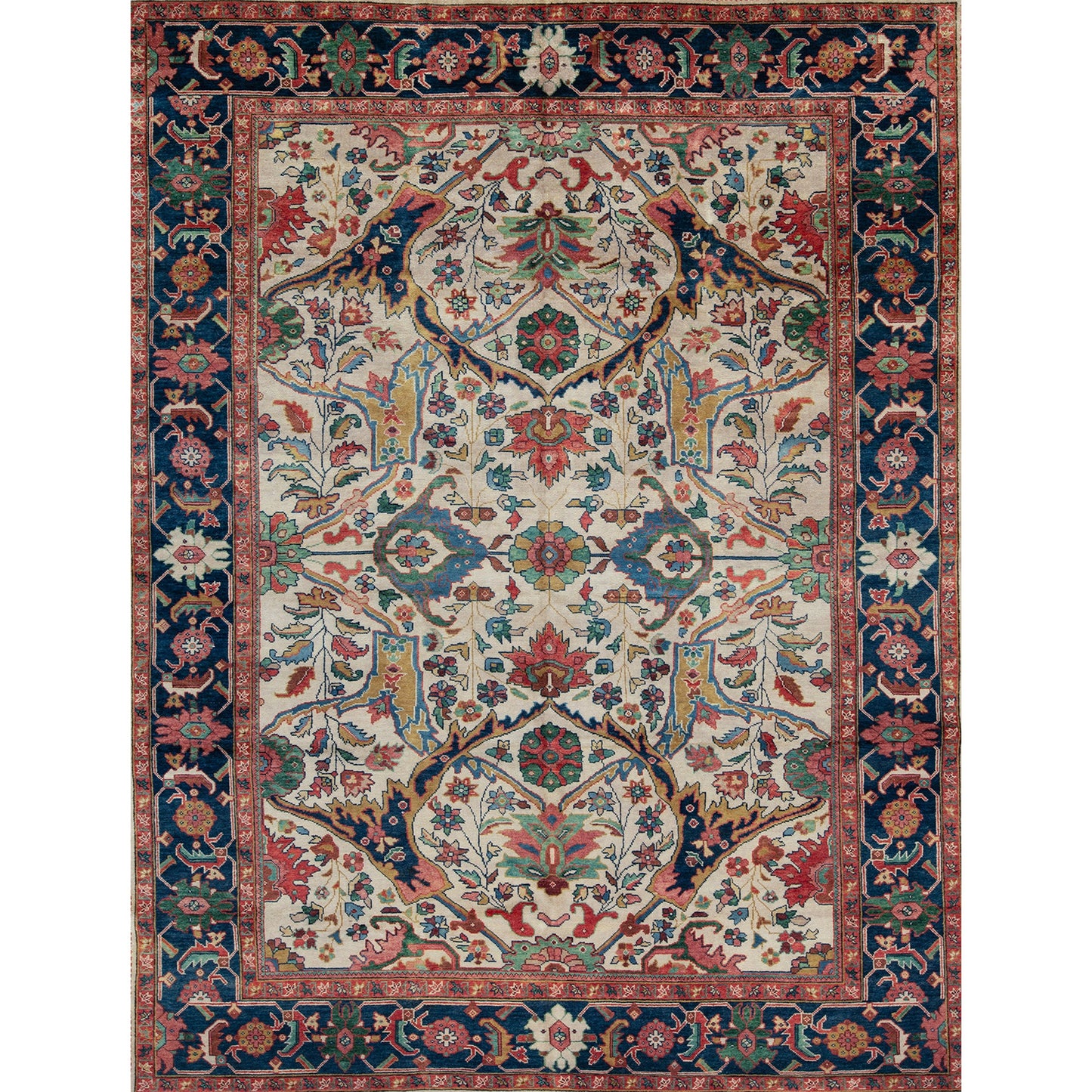 ANTIQUE MAHAL MAHA1 IVORY / NAVY