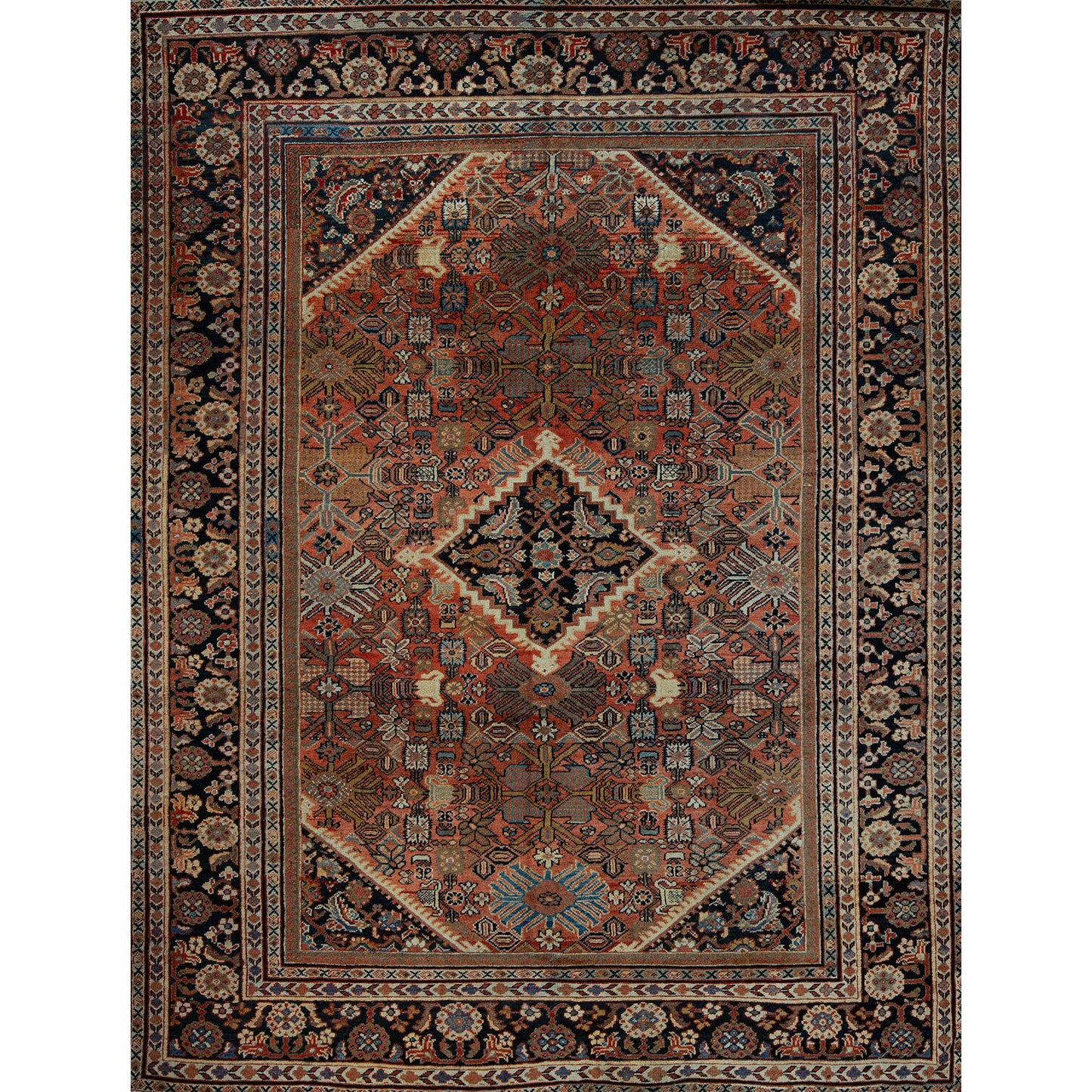 ANTIQUE MAHAL MAHAL RUST / BLUE