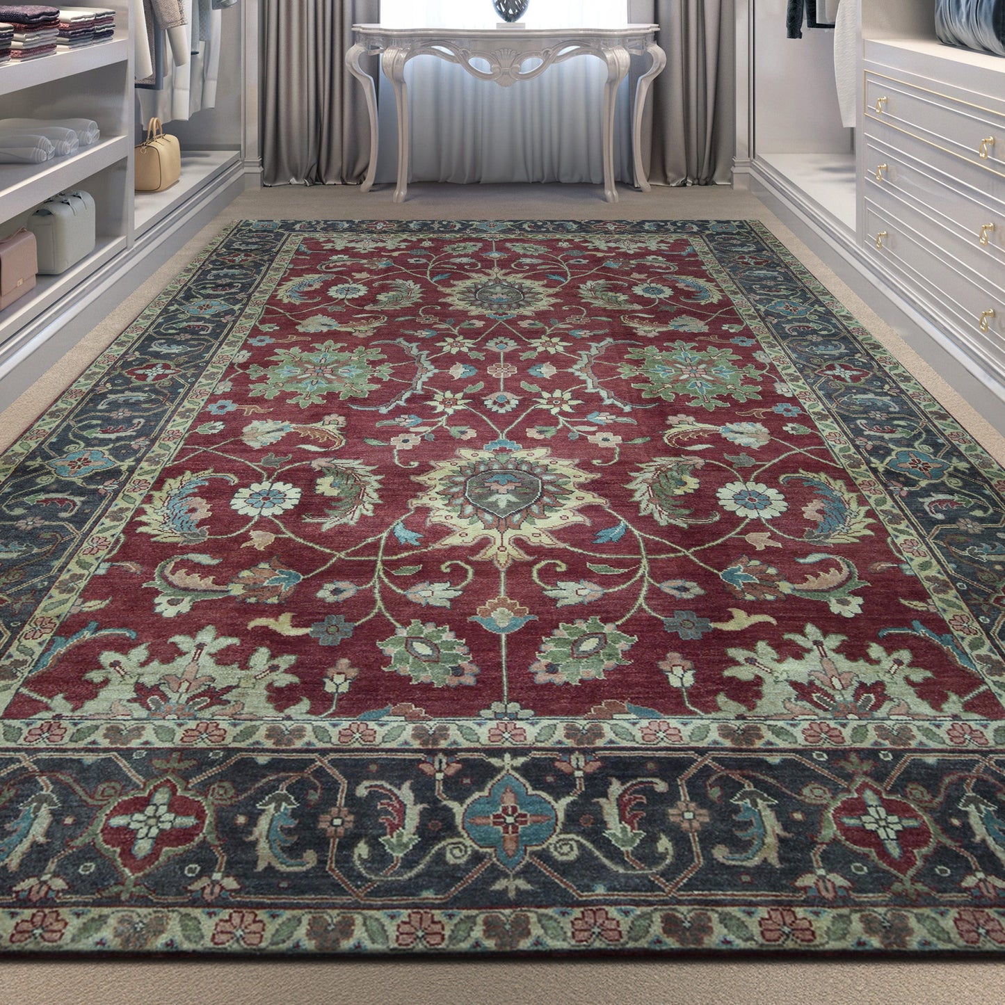 ANTIQUE MAHAL MJT16 RED / CHARCOAL