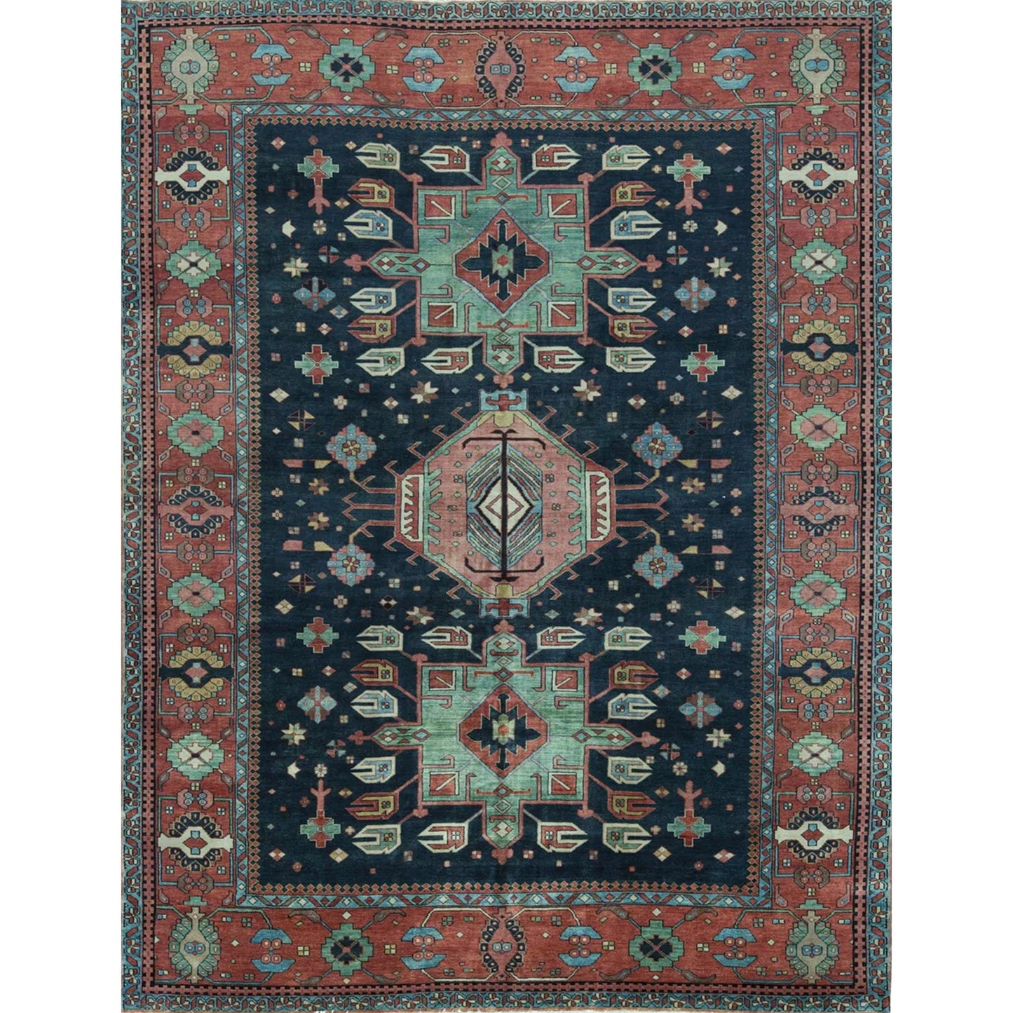 ANTIQUE SERAPI HER15 BLUE / RED