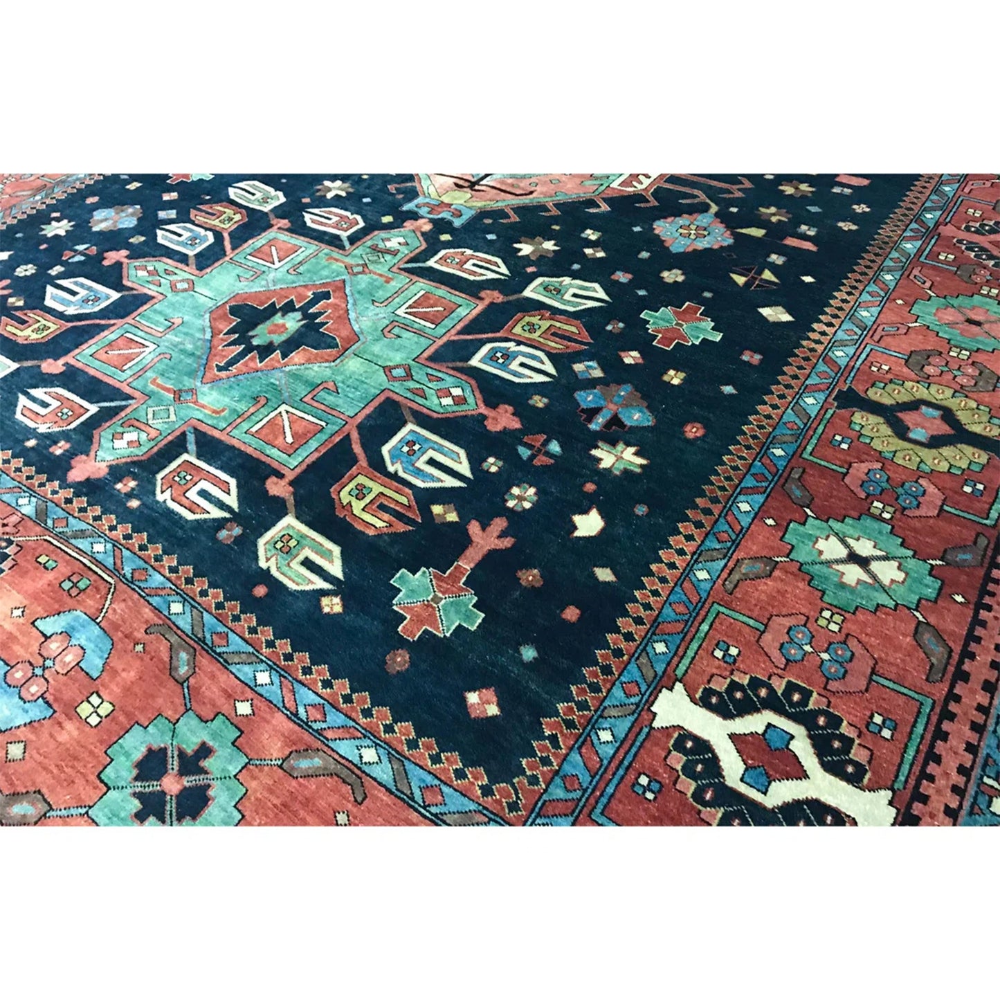 ANTIQUE SERAPI HER15 BLUE / RED
