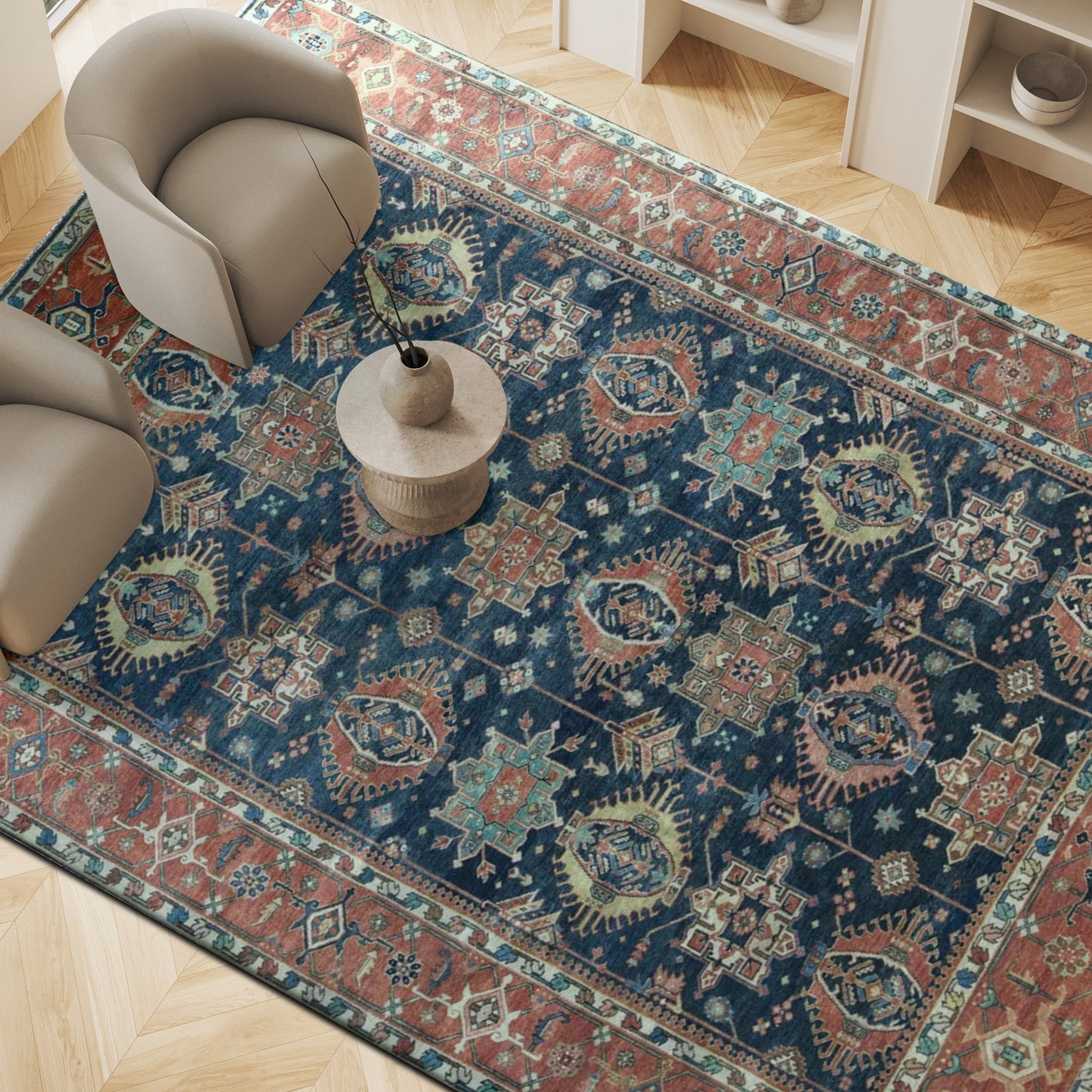 ANTIQUE SERAPI HER22 BLUE / RED 16'8" X 18'11"