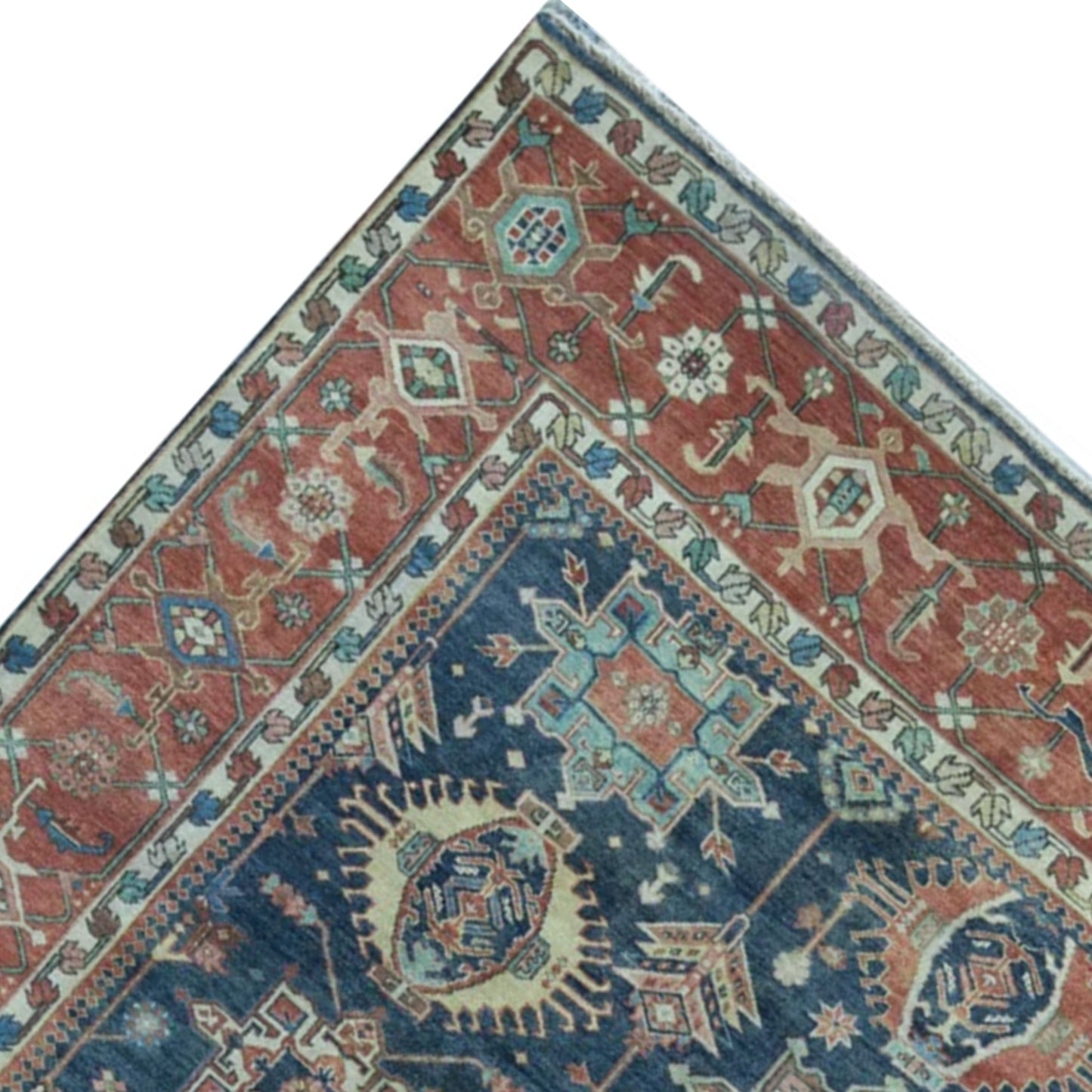 ANTIQUE SERAPI HER22 BLUE / RED 16' X 21'9"
