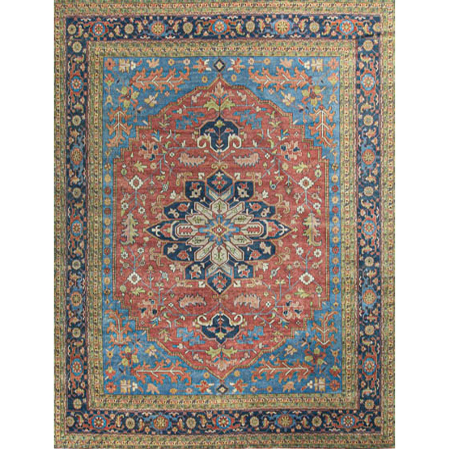 ANTIQUE SERAPI HER23 RED / BLUE 14' X 15'10"